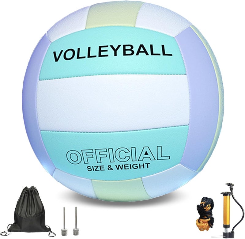 ZLY Volleyball,Official Size 5 Volleyballs for Indoor Outdoor,Soft Touch Volleyballs for Beach Play Pool Training Game with Ball Pump - Image 1